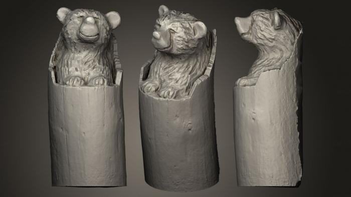 نموذج ثلاثي الأبعاد لآلة CNC التماثيل الحيوانية الطوطم الدب الخشبي